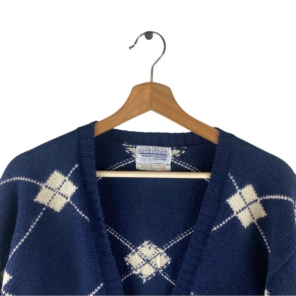 Vintage Nordstrom Wool Button Front Blue Size Small